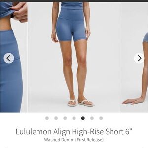 NWT Luluemon Align HR Shorts Washed Denim 6” Sz 6